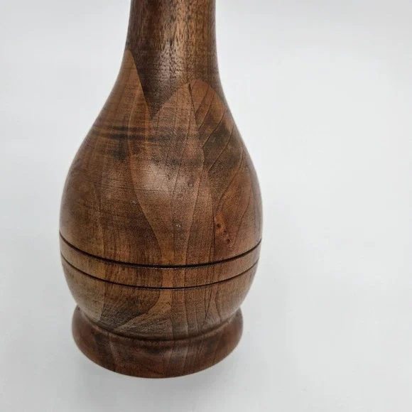 Hand Crafted Turned MCM Hardwood Vase Signed by Artist - Handcrafted Natural - Picture 7 of 14